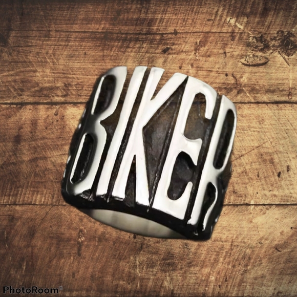 Biker Ring, Silver Stainless Steel - Picture 5 of 7